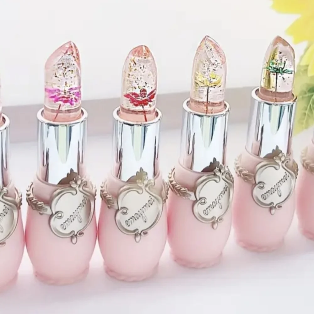Green Flower 1 Transparent Jelly PH Change Lipstick in pink tube New in Giftable